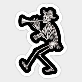 Sugar skull playing trumpet celebration day of the dead. Sticker